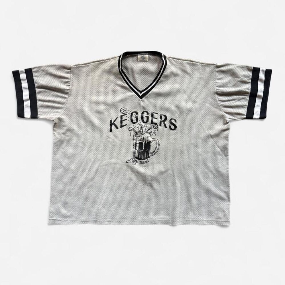 Vintage Deadstock 70s 80s ringer jersey keggers baseball beer graphic XXL